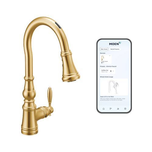 Main product image of Weymouth Motion Control Smart 1 Handle High Arc Pulldown Kitchen Faucet (Brushed Gold), S73004EV2BG