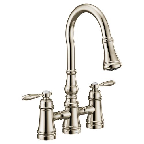 Main product image of Weymouth Polished Nickel 2 Handle Pulldown Kitchen Faucet, S73204NL