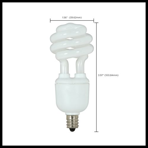 Main product image of 9 Watt - Mini Spiral Compact Fluorescent Bulb 2700K - 82 CRI - Candelabra base - 120 Volt (8 Pack)