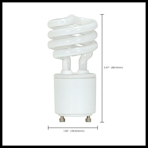 Main product image of 9 Watt - Mini Spiral Compact Fluorescent Bulb 2700K - 82 CRI - GU24 base - 120 Volt (5 Pack)