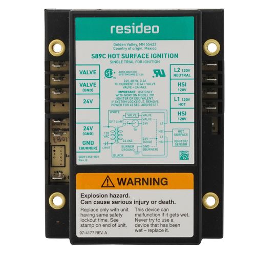 Main product image of Single Rod Hot Surface Ignition Control w/ 6 sec trial and lockout timing, S89C1087