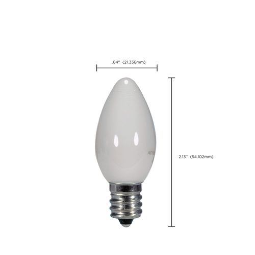 Main product image of 0.5 Watt LED Bulb - C7 - White - 2700K - Candelabra base - 120 Volt (8 Pack)