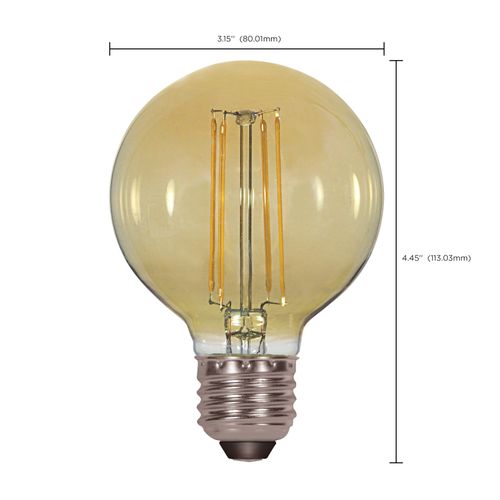 Main product image of 4.5 Watt G25 LED Bulb - Amber - Medium base - 2000K - 380 Lumens - 120 Volt (4 Pack)