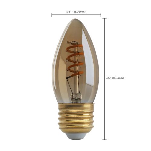 Main product image of 2.3 Watt B10 LED Bulb - Amber - Medium base - 2000K - 120 Lumens - 120 Volt (3 Pack)