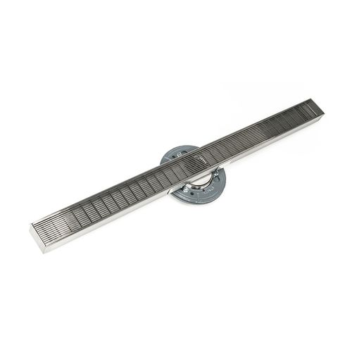 Main product image of 60" S-Stainless Steel Series High Flow Complete Kit w/ 2-1/2" Wedge Wire Grate, Cast Iron Drain Body, 3" No Hub Outlet (Satin Stainless)