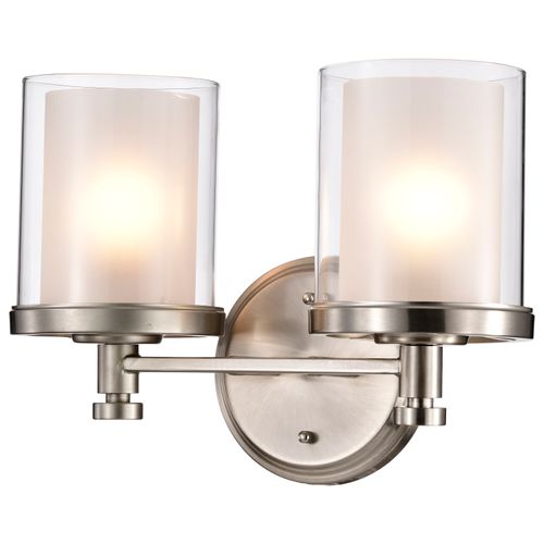 Main product image of Decker 2 Light Vanity Fixture w/ Clear and Frosted Glass