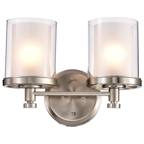 Main product image of Decker 2 Light Vanity Fixture w/ Clear and Frosted Glass