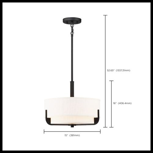 Main product image of Frankie 3 Light 14" Pendant Aged Bronze Finish w/ White Glass