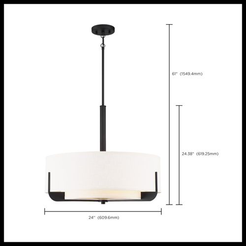 Main product image of Frankie 4 Light 24" Pendant Aged Bronze Finish w/ White Glass