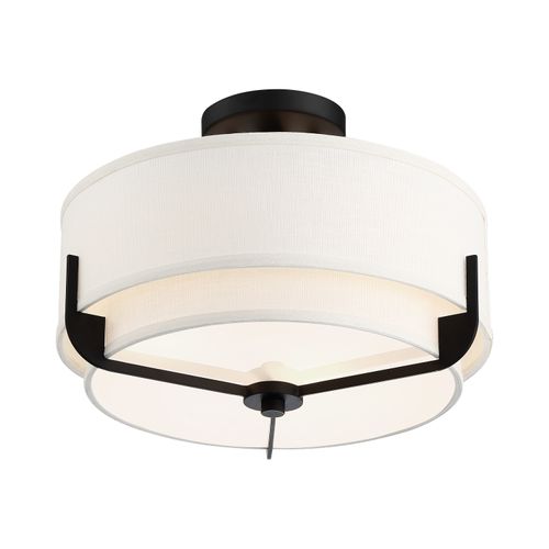 Main product image of Frankie 3 Light Semi-Flush Aged Bronze Finish w/ White Glass