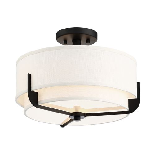Main product image of Frankie 3 Light Semi-Flush Aged Bronze Finish w/ White Glass