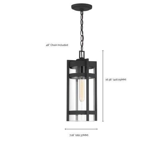 Main product image of Tofino 1 Light Hanging Lantern Textured Black Finish w/ Clear Glass