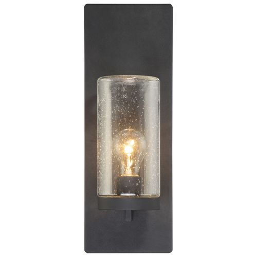 Main product image of Indie 1 Light Large Wall Sconce Textured Black Finish w/ Clear Seeded Glass