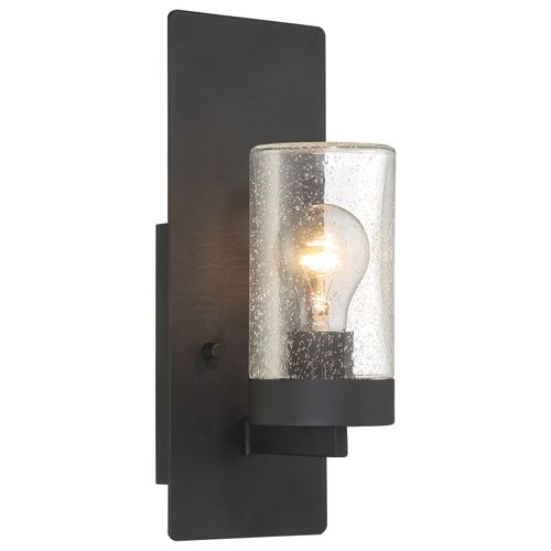 Main product image of Indie 1 Light Small Wall Sconce Textured Black Finish w/ Clear Seeded Glass