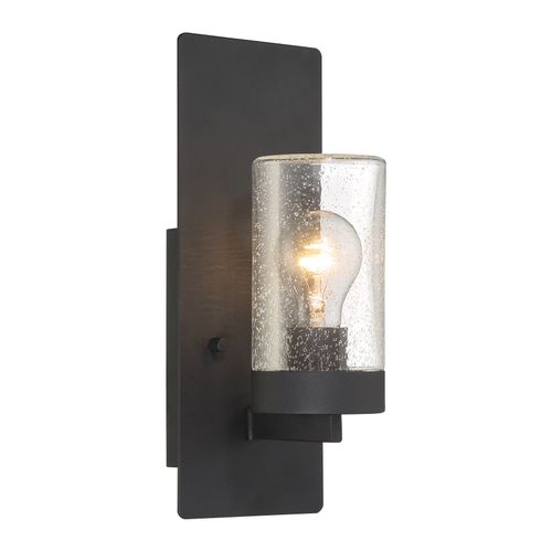 Main product image of Indie 1 Light Small Wall Sconce Textured Black Finish w/ Clear Seeded Glass