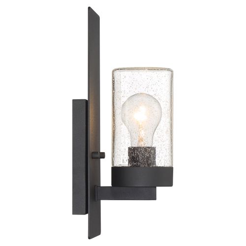 Main product image of Indie 1 Light Small Wall Sconce Textured Black Finish w/ Clear Seeded Glass