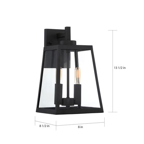 Main product image of Halifax 2 Light Medium Lantern Matte Black Finish w/ Clear Glass
