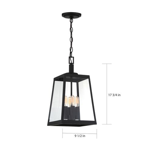 Main product image of Halifax 4 Light Hanging Lantern Matte Black Finish w/ Clear Glass