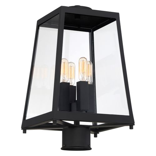 Main product image of Halifax 4 Light Post Lantern Matte Black Finish w/ Clear Glass