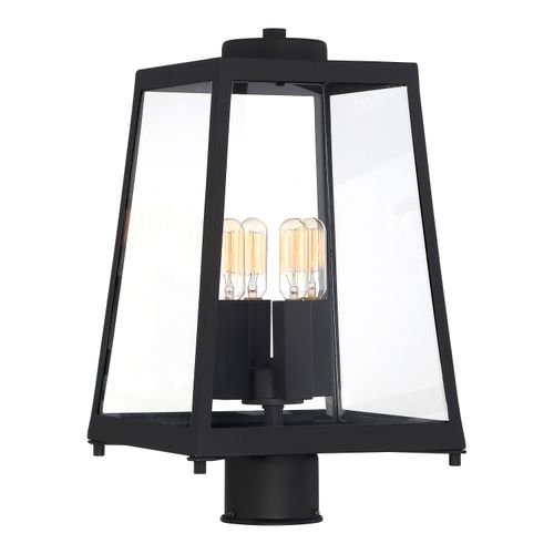 Main product image of Halifax 4 Light Post Lantern Matte Black Finish w/ Clear Glass