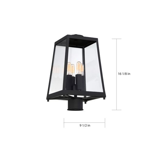 Main product image of Halifax 4 Light Post Lantern Matte Black Finish w/ Clear Glass