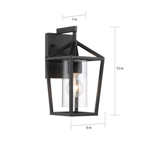 Main product image of Hopewell 1 Light Small Lantern Matte Black Finish w/ Clear Seeded Glass