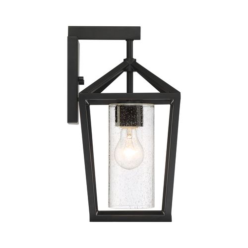 Main product image of Hopewell 1 Light Medium Lantern Matte Black Finish w/ Clear Seeded Glass
