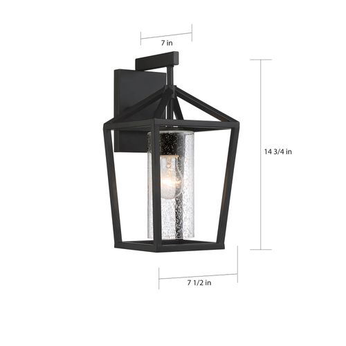 Main product image of Hopewell 1 Light Medium Lantern Matte Black Finish w/ Clear Seeded Glass
