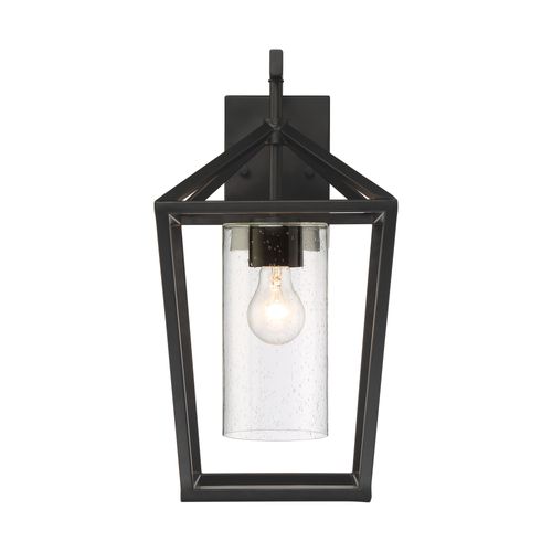 Main product image of Hopewell 1 Light Large Lantern Matte Black Finish w/ Clear Seeded Glass