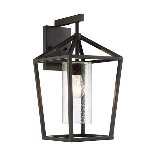 Main product image of Hopewell 1 Light Large Lantern Matte Black Finish w/ Clear Seeded Glass