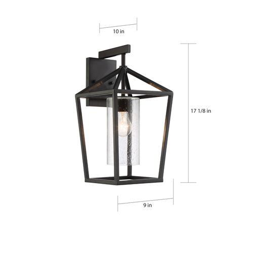 Main product image of Hopewell 1 Light Large Lantern Matte Black Finish w/ Clear Seeded Glass