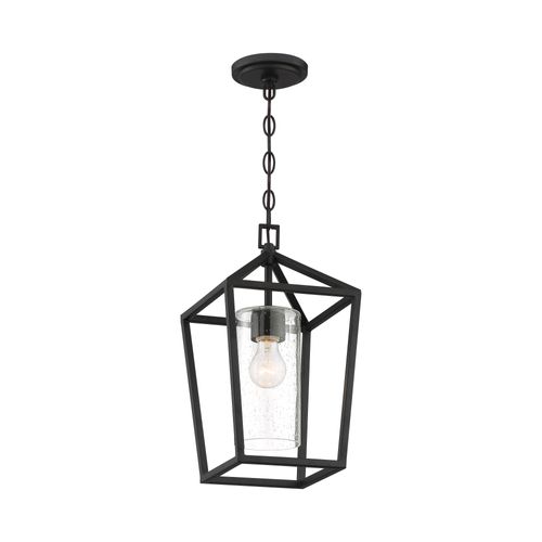 Main product image of Hopewell 1 Light Hanging Lantern Matte Black Finish w/ Clear Seeded Glass