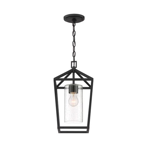 Main product image of Hopewell 1 Light Hanging Lantern Matte Black Finish w/ Clear Seeded Glass