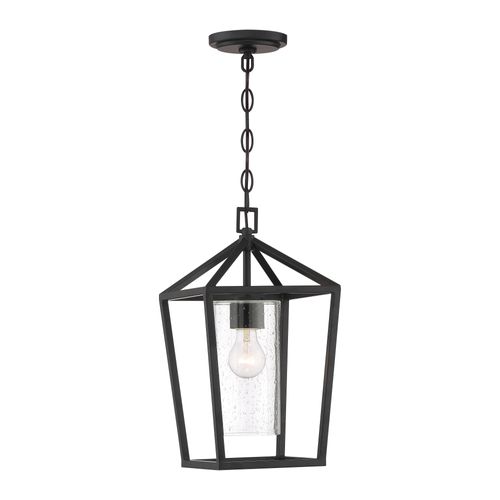 Main product image of Hopewell 1 Light Hanging Lantern Matte Black Finish w/ Clear Seeded Glass