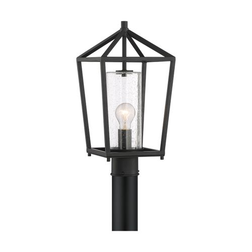 Main product image of Hopewell 1 Light Post Lantern Matte Black Finish w/ Clear Seeded Glass