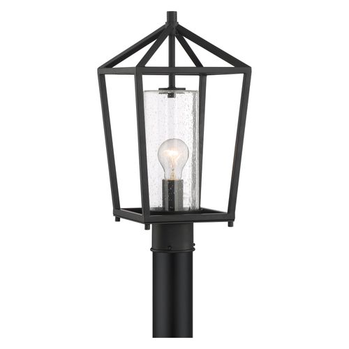 Main product image of Hopewell 1 Light Post Lantern Matte Black Finish w/ Clear Seeded Glass
