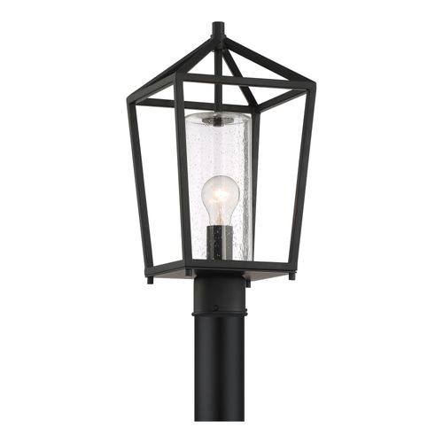 Main product image of Hopewell 1 Light Post Lantern Matte Black Finish w/ Clear Seeded Glass