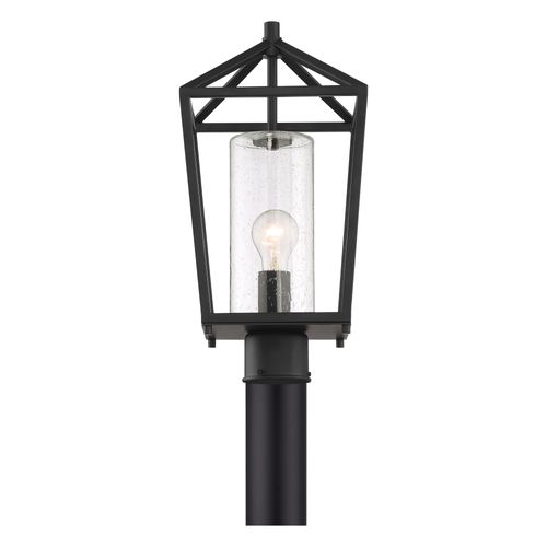 Main product image of Hopewell 1 Light Post Lantern Matte Black Finish w/ Clear Seeded Glass