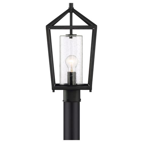 Main product image of Hopewell 1 Light Post Lantern Matte Black Finish w/ Clear Seeded Glass