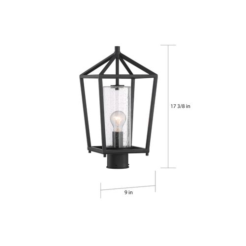 Main product image of Hopewell 1 Light Post Lantern Matte Black Finish w/ Clear Seeded Glass