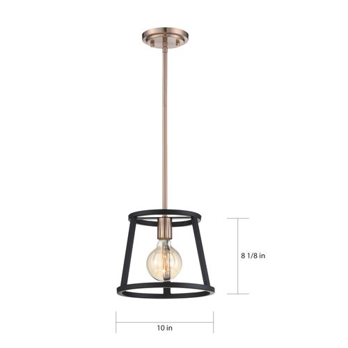 Main product image of Chassis 1 Light Mini Pendant Fixture Copper Brushed Brass Finish w/ Matte Black Frame