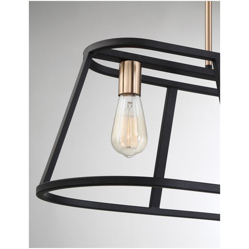 Main product image of Chassis 4 Light Island Pendant Fixture Copper Brushed Brass Finish w/ Matte Black Frame