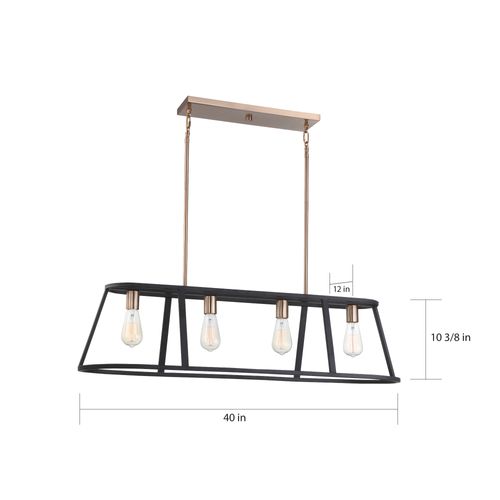 Main product image of Chassis 4 Light Island Pendant Fixture Copper Brushed Brass Finish w/ Matte Black Frame