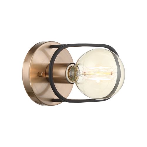 Main product image of Chassis 1 Light Wall Sconce Copper Brushed Brass Finish w/ Matte Black Frame