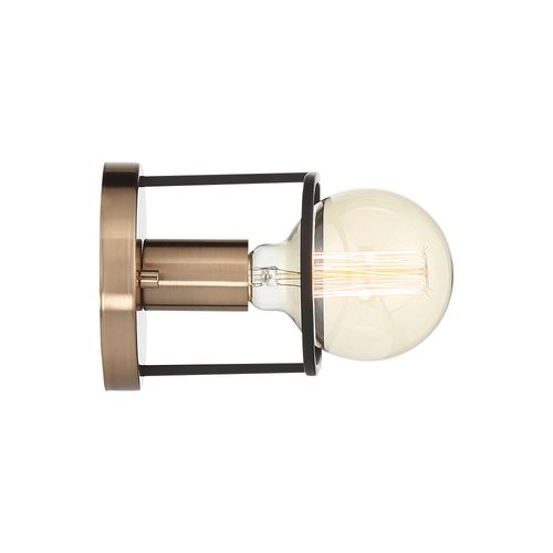 Main product image of Chassis 1 Light Wall Sconce Copper Brushed Brass Finish w/ Matte Black Frame