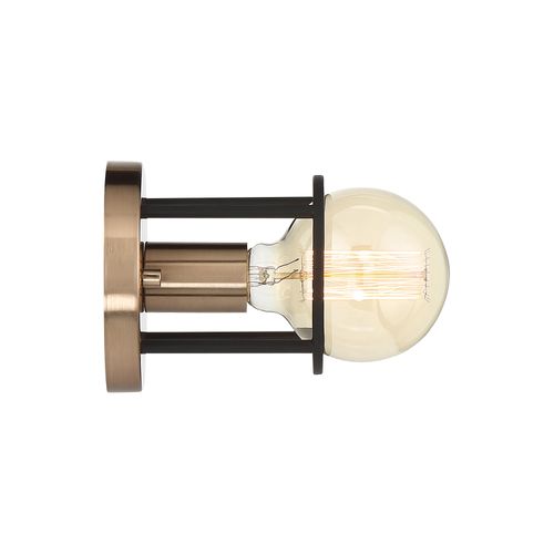 Main product image of Chassis 1 Light Wall Sconce Copper Brushed Brass Finish w/ Matte Black Frame