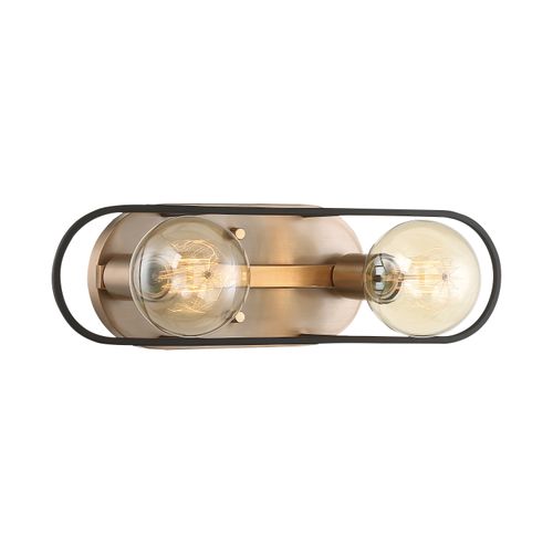 Main product image of Chassis 2 Light Vanity Copper Brushed Brass Finish w/ Matte Black Frame