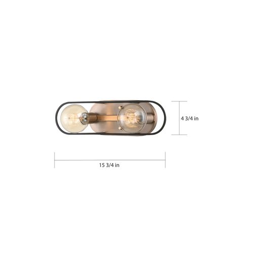 Main product image of Chassis 2 Light Vanity Copper Brushed Brass Finish w/ Matte Black Frame
