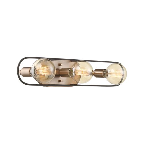 Main product image of Chassis 3 Light Vanity Copper Brushed Brass Finish w/ Matte Black Frame