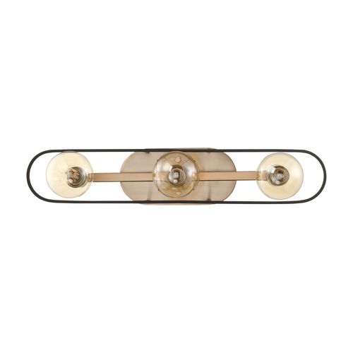 Main product image of Chassis 3 Light Vanity Copper Brushed Brass Finish w/ Matte Black Frame